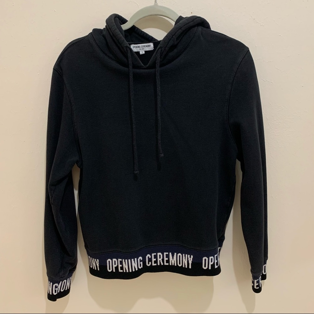 Opening Ceremony Black Logo Elastic Hoodie